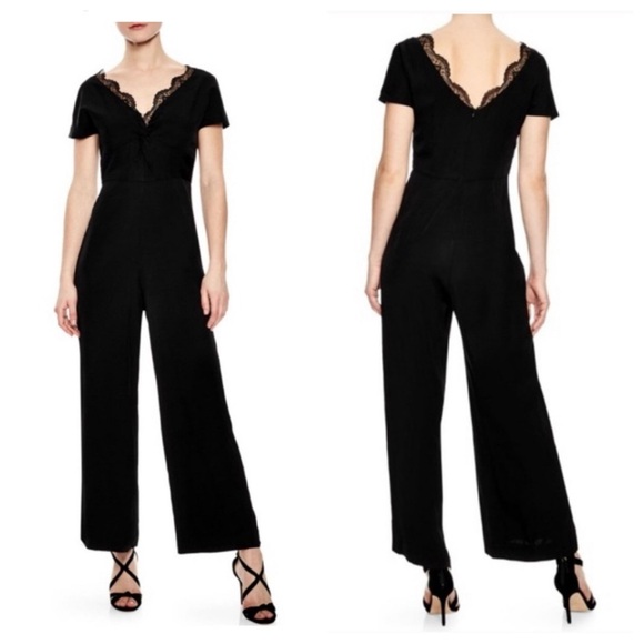 Sandro Edouard Black Jumpsuit With Lace Trim NWT - Picture 4 of 7